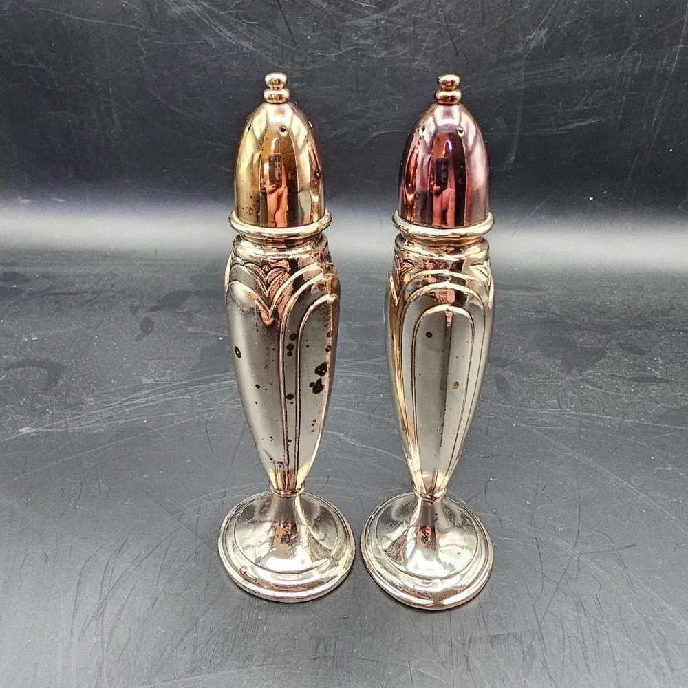 Oneida Salt Pepper Shakers Stamped Weighted 5.5in